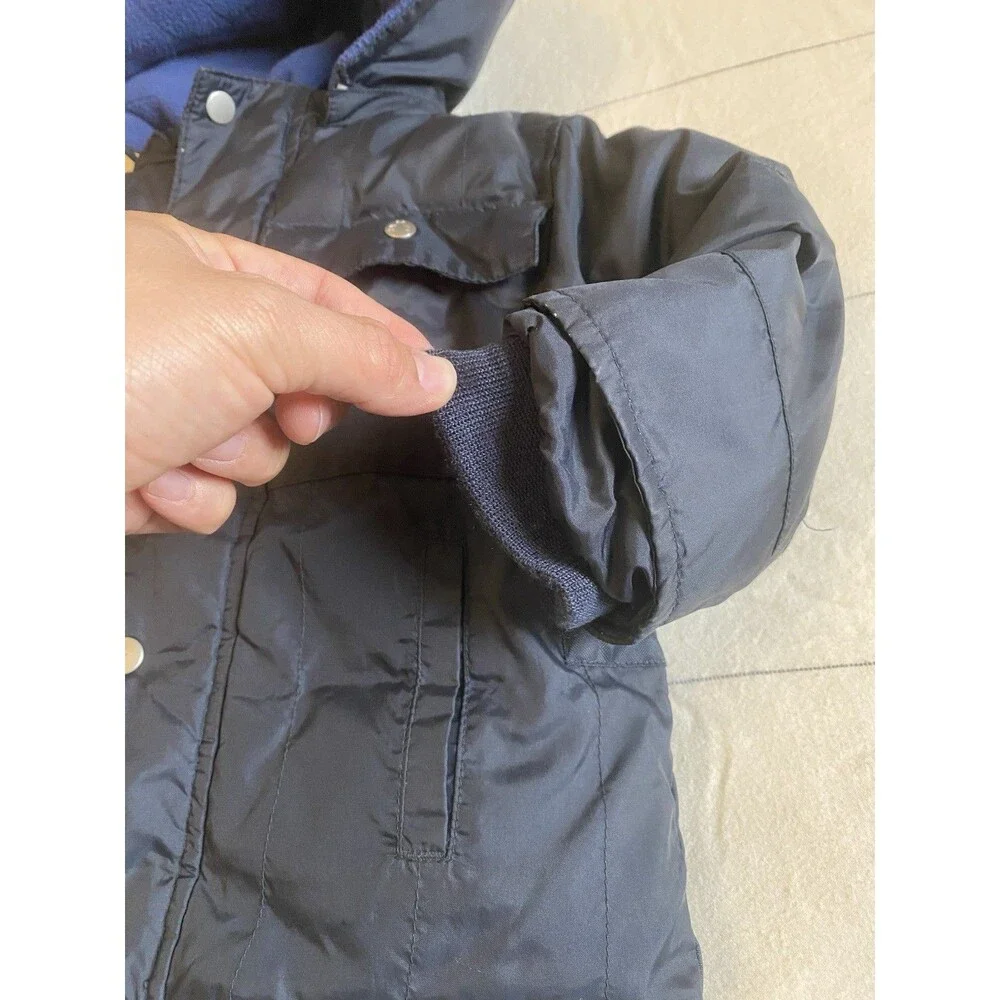 VTG Baby Gap Navy Down Puffer Jacket 18 24M Y2K Gorpcore Winter Coat Fleece EUC